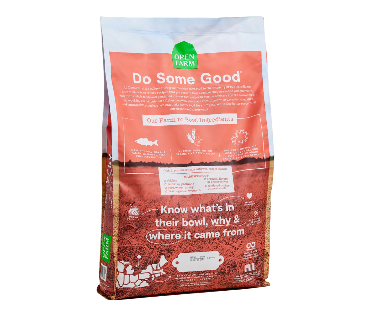 Image showcasing Open Farm Ancient Grain Salmon Puppy Kibble – PetFoodStation