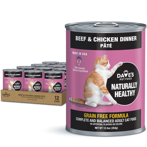 Dave's Pet Food Naturally Healthy Grain Free Beef and Chicken Canned Cat Food