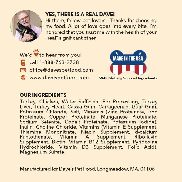 Dave's Pet Food 95% Turkey & Chicken Canned Dog Food