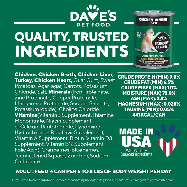 Dave's Pet Food Naturally Healthy Chicken Loaf Formula for Cats