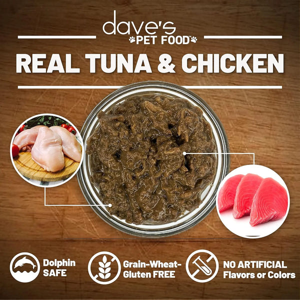Dave's Pet Food Naturally Healthy Grain Free Chicken & Tuna in Saucey Pate Canned Cat Food