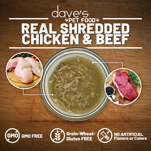 Dave's Pet Food Shredded Chicken & Beef Dinner in Gravy Canned Cat Food