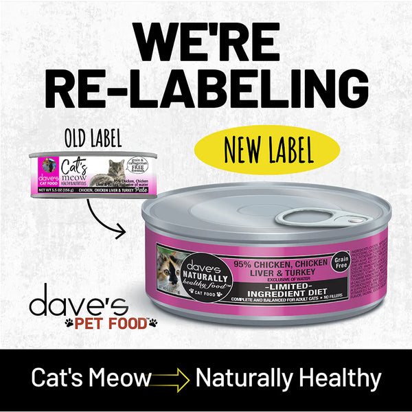 Dave's Naturally Healthy 95% Chicken, Chicken Liver & Turkey Canned Cat Food