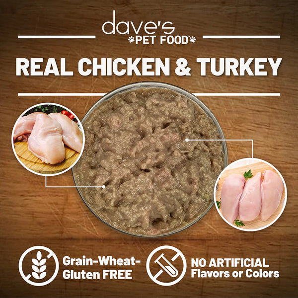 Dave's Pet Food Chicken & Turkey in Saucey Pate Recipe Canned Cat Food