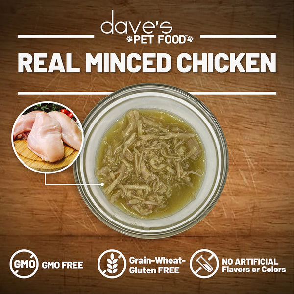 Dave's Pet Food Minced Chicken Dinner in Gravy Canned Cat Food