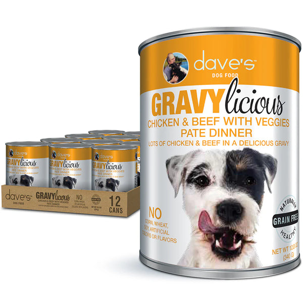 Dave's Pet Food Gravylicious Chicken & Beef with Veggies Pate Dinner for Dogs