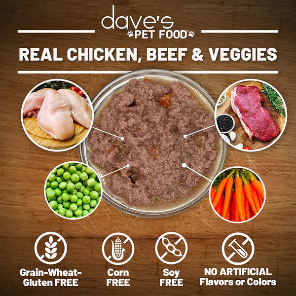 Dave's Pet Food Gravylicious Chicken & Beef with Veggies Pate Dinner for Dogs