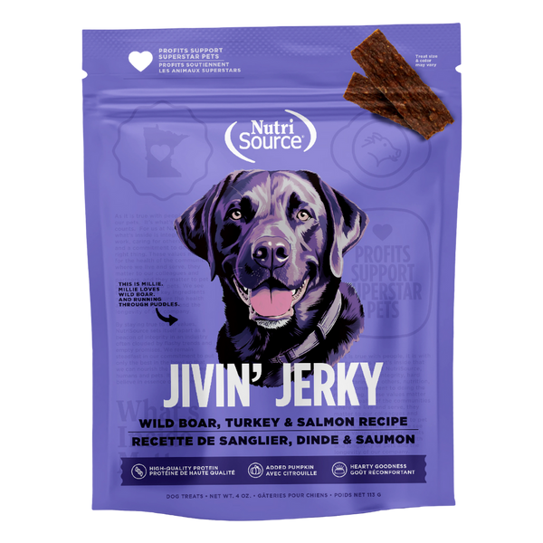 Nutrisource Wild Boar, Turkey, and Salmon Jivin Jerky for Dogs