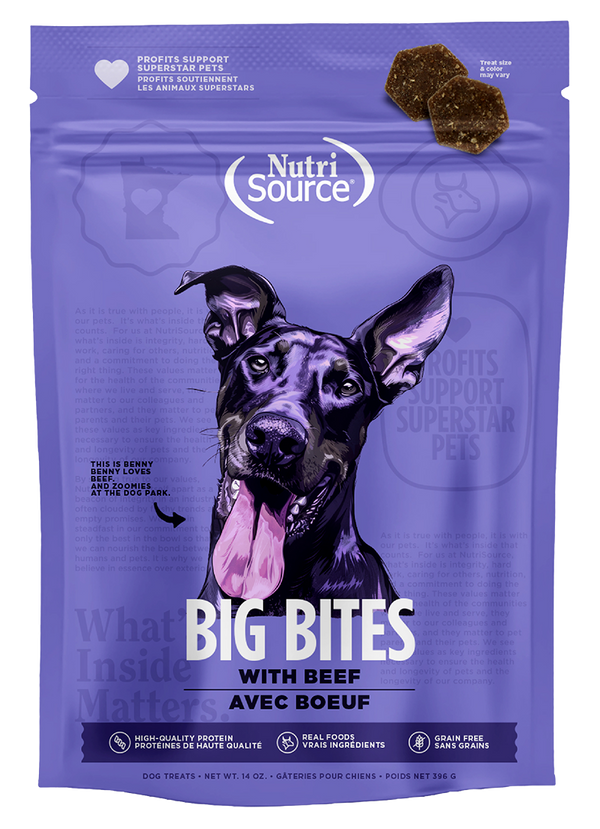 Nutrisource Grain Free Big Bites Beef Dog Treats