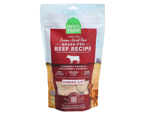 Open Farm Freeze Dried Raw - Grass Fed Beef Patties for Dogs
