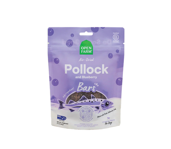 Open Farm Air Dried Pollock and Blueberry Dog Crunchy Treat Bars