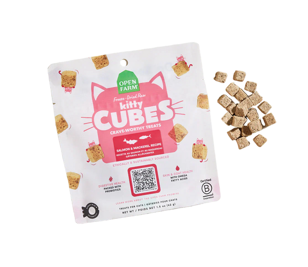 Open Farm Freeze-Dried Raw Kitty Cubes Salmon and Mackerel Cat Treats