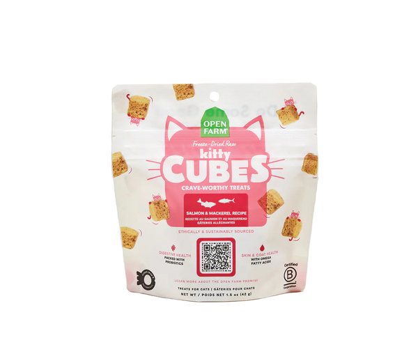 Open Farm Freeze-Dried Raw Kitty Cubes Salmon and Mackerel Cat Treats