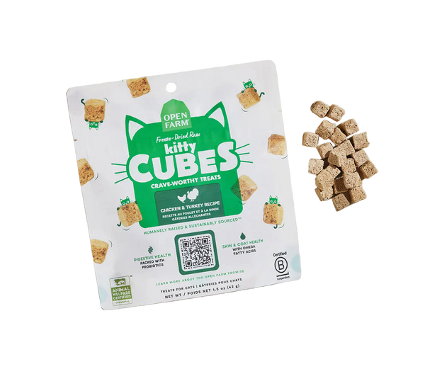 Open Farm Freeze-Dried Raw Kitty Cubes Chicken and Turkey Cat Treats