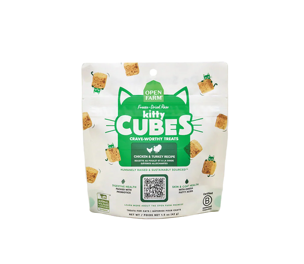 Open Farm Freeze-Dried Raw Kitty Cubes Chicken and Turkey Cat Treats