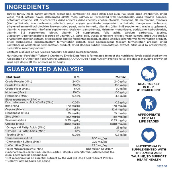 PureVita Turkey & Cranberry Dog Food