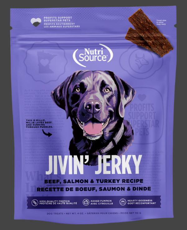 Nutrisource Beef, Turkey & Salmon Jivin' Jerky For Dogs