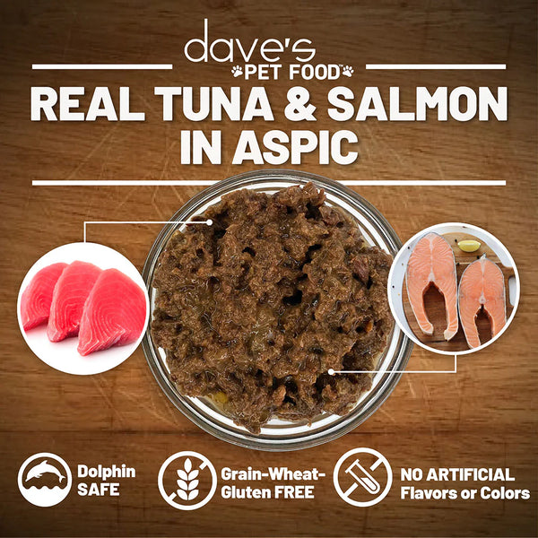 Dave's Pet Food Naturally Healthy Grain Free Tuna and Salmon in Aspic Canned Cat Food