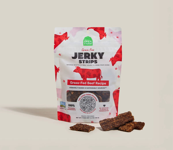 Open Farm Grain Free Grass-Fed Beef Jerky Strips For Dogs