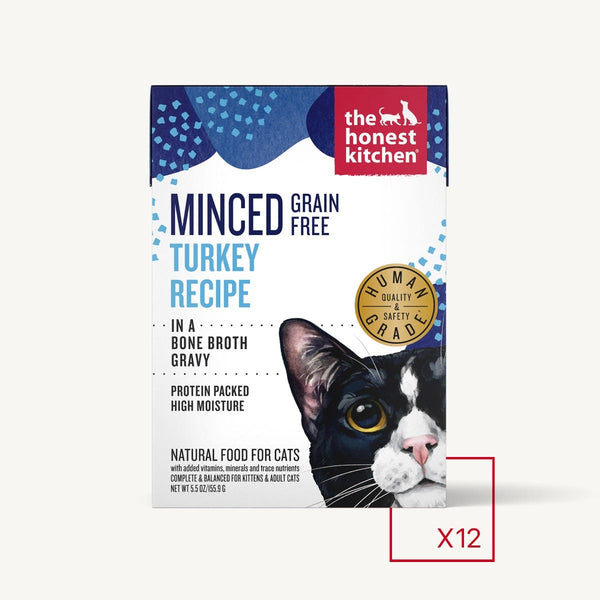 The Honest Kitchen Cat Minced Turkey Recipe in Bone Broth Gravy