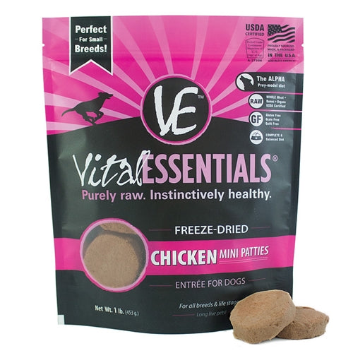Vital Essentials Freeze-Dried Mini Pet Patties Chicken Entrees for Dogs