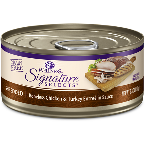 Wellness Signature Select Shredded Boneless Meat Chicken & Turkey in Sauce Canned Cat Food