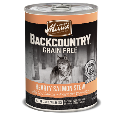 Merrick Grain Free Backcountry Hearty Salmon Stew Canned Dog Food