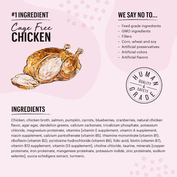 The Honest Kitchen Cat Minced Chicken & Salmon Recipe in Bone Broth