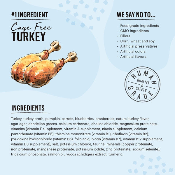The Honest Kitchen Cat Minced Turkey Recipe in Bone Broth Gravy