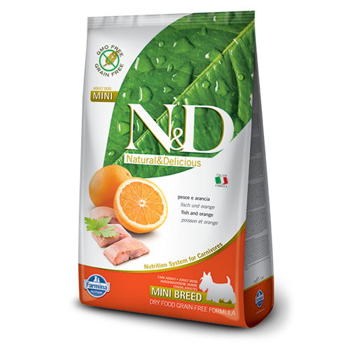 Farmina Natural & Delicious Wild Herring Grain-Free Formula Dry Mini Adult Dog Food (Fish & Orange)