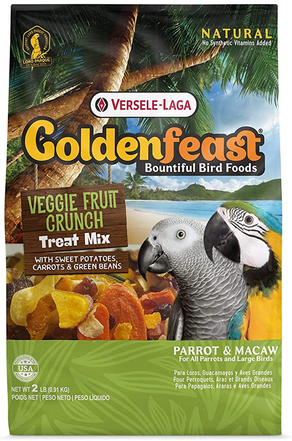Goldenfeast Veggie Fruit Crunch Treat Mix for Parrots, Macaws & Large Birds