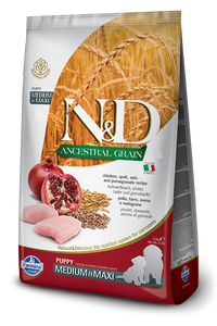 Farmina Natural & Delicious Ancestral Grain Chicken & Pomegranate Medium & Maxi Dry Puppy Food