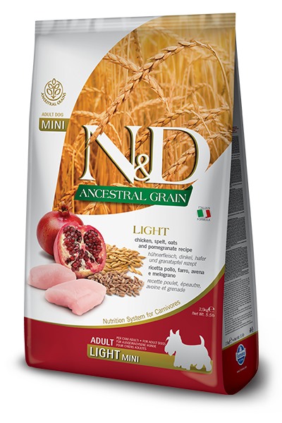 Farmina Natural & Delicious Ancestral Grain Light Chicken & Pomegranate Adult Mini Dog Food