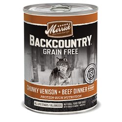 Merrick Grain Free Backcountry Chunky Venison + Beef Recipe Canned Dog Food