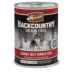 Merrick Grain Free Backcountry Chunky Beef Recipe Canned Dog Food