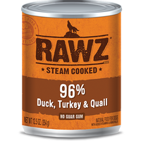 RAWZ 96% Duck, Turkey and Quail Canned Food for Dogs