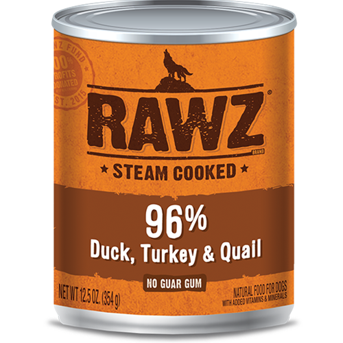 RAWZ 96% Duck, Turkey and Quail Canned Food for Dogs