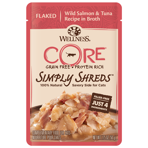 Wellness CORE Simply Shreds Wild Salmon & Tuna Pouch Cat Food