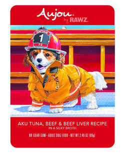 RAWZ Aujou Aku Tuna, Beef & Beef Liver Dog Food 8 / 2.46 oz Pouches