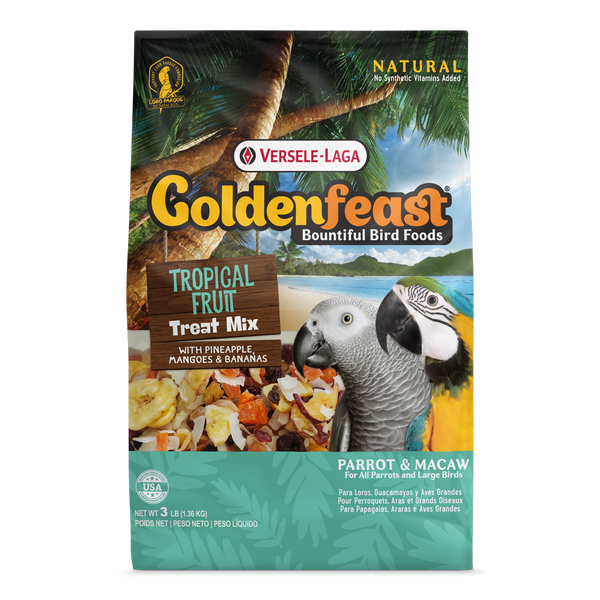 Goldenfeast Tropical Fruit Treat Mix Bird Food for Parrots, Macaws, Cockatoos, and Large Birds