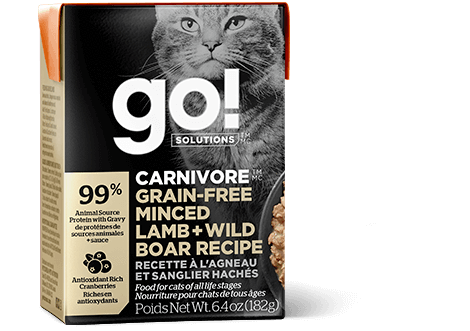 Go! Solutions Carnivore Grain Free Minced Lamb and Wild Boar Recipe for Cats