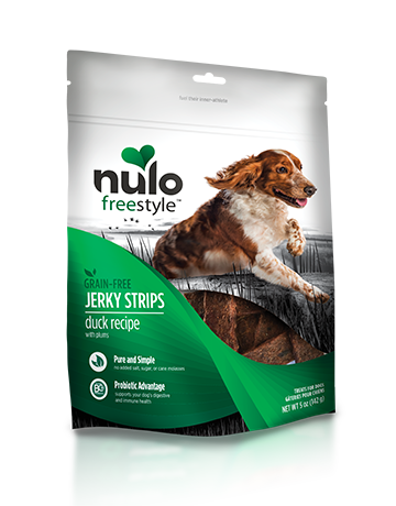 Nulo FreeStyle Dog Jerky Strip Treat Duck with Plum