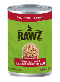 RAWZ Shredded in Broth Chicken Breast, Duck & New Zealand Green Mussel Recipe