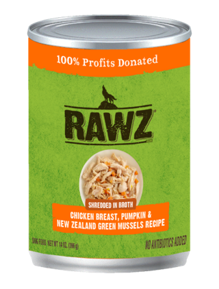 RAWZ Shredded in Broth  Chicken Breast, Pumpkin & New Zealand Green Mussel Recipe