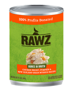 RAWZ Hunks in Broth Chicken Breast, Pumpkin & New Zealand Green Mussel Recipe