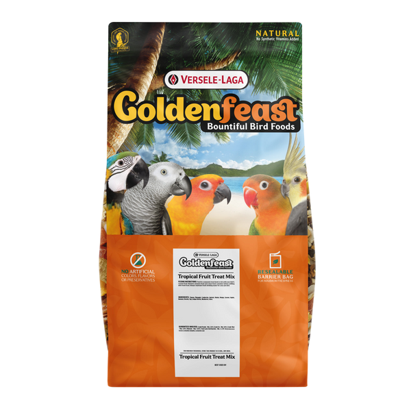 Goldenfeast Tropical Fruit Treat Mix Bird Food for Parrots, Macaws, Cockatoos, and Large Birds