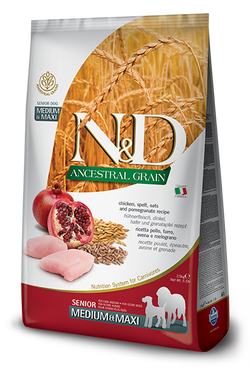 Farmina Natural & Delicious Ancestral Grain Chicken & Pomegranate Senior Medium & Maxi Dry Dog Food